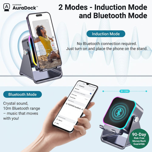 Flexivus AuraDock™ - 5-in-1 Foldable Bluetooth Speaker & Phone Stand