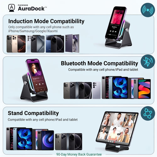 Flexivus AuraDock™ - 5-in-1 Foldable Bluetooth Speaker & Phone Stand