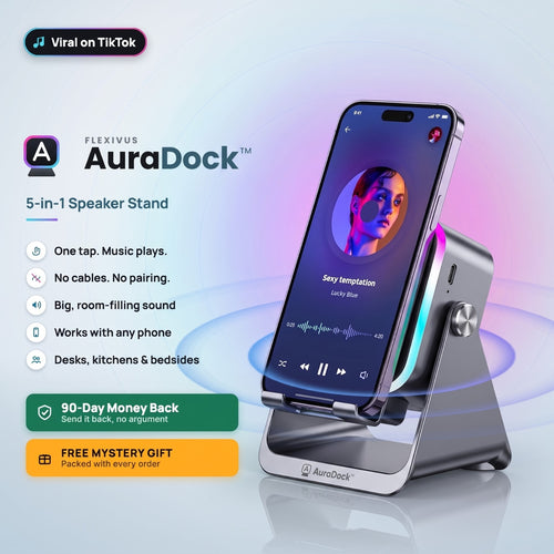 Flexivus AuraDock™ - 5-in-1 Foldable Bluetooth Speaker & Phone Stand